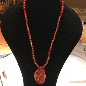 Handmade Bohemian style necklace! Large pendant!